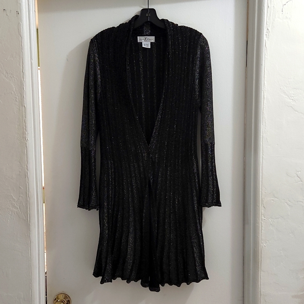Once 1 Again pleated metallic long sweater
